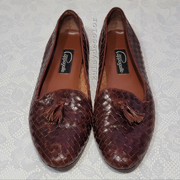 Vintage Pappagallo Woven Leather Tassel Classic Flats Brown Slipon Loafers 9.5 - Picture 2 of 16